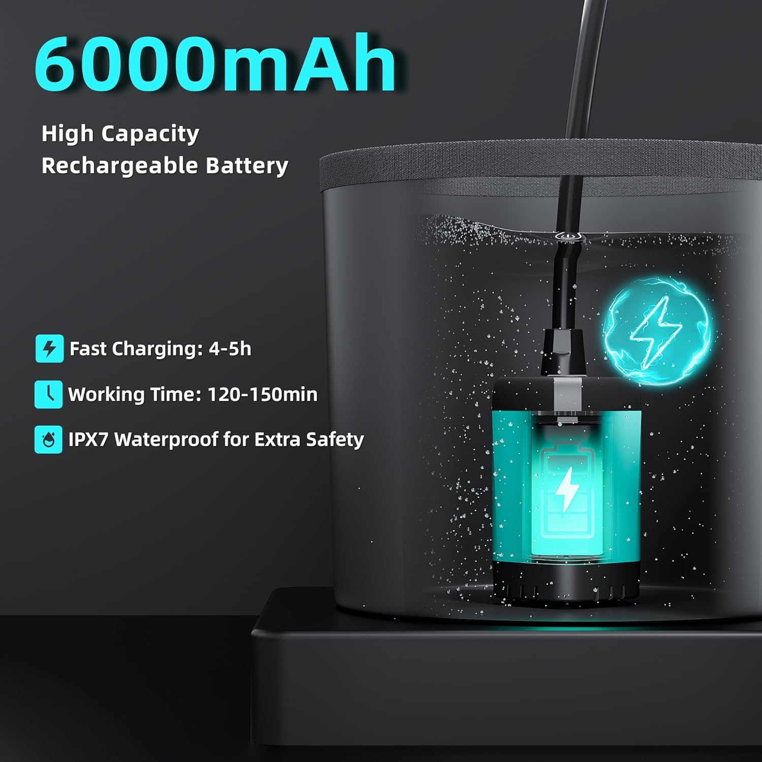 Portable Camping Shower, 6000mAh Rechargeable Shower Pump, Filtered Shower Head & 5 Gallons Foldable Bucket, Outdoor Shower for Hiking Beach, Travel, Pet Bath, Car Washing, Surf & Boat Cleaning Portable Camping Shower, 6000mAh Rechargeable Shower Pump, Filtered Shower Head & 5 Gallons Foldable Bucket, Outdoor Shower for Hiking Beach, Travel, Pet Bath, Car Washing, Surf & Boat Cleaning